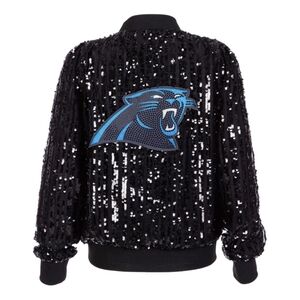 Panthers Team Apparel Black Sequin Varsity Jacket Woman 5X Plus Size NWT